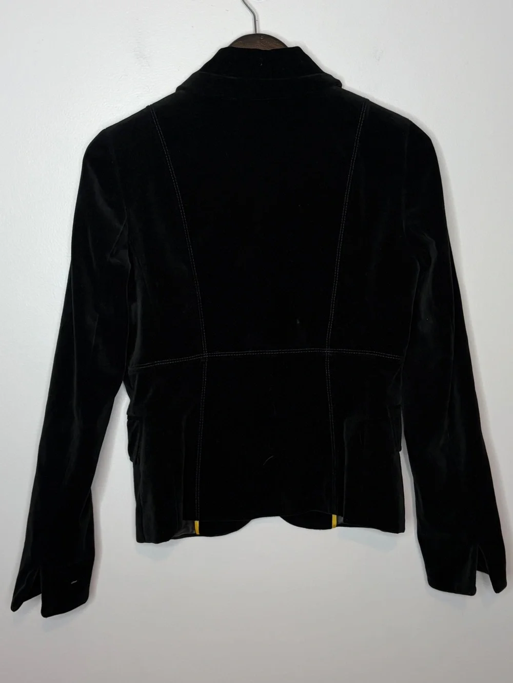 J.Crew Black Velvet Bella Blazer Jacket Womens 4/6 Lined Knot Buttons Equestrian